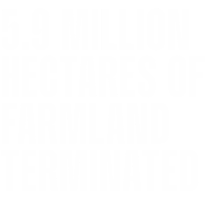 5.9 million hectares of farmland terminated