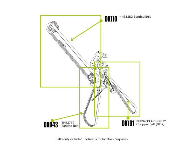 Belt Kit (Side & Mill Drive ORIGIN New Holland CR8.90, CR9.90, CR10.90 Series)