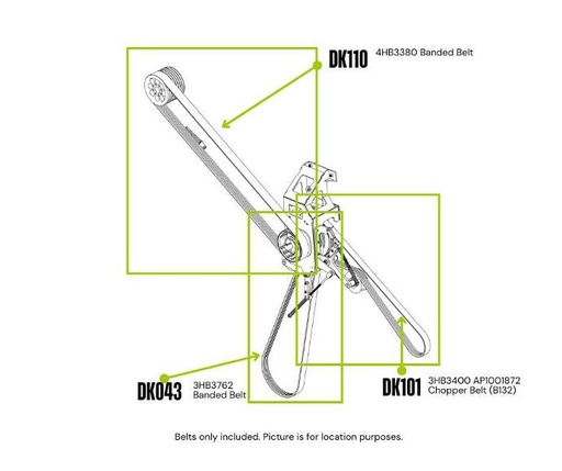 [UPK052] Belt Kit (Side & Mill Drive ORIGIN New Holland CR8.90, CR9.90, CR10.90 Series)